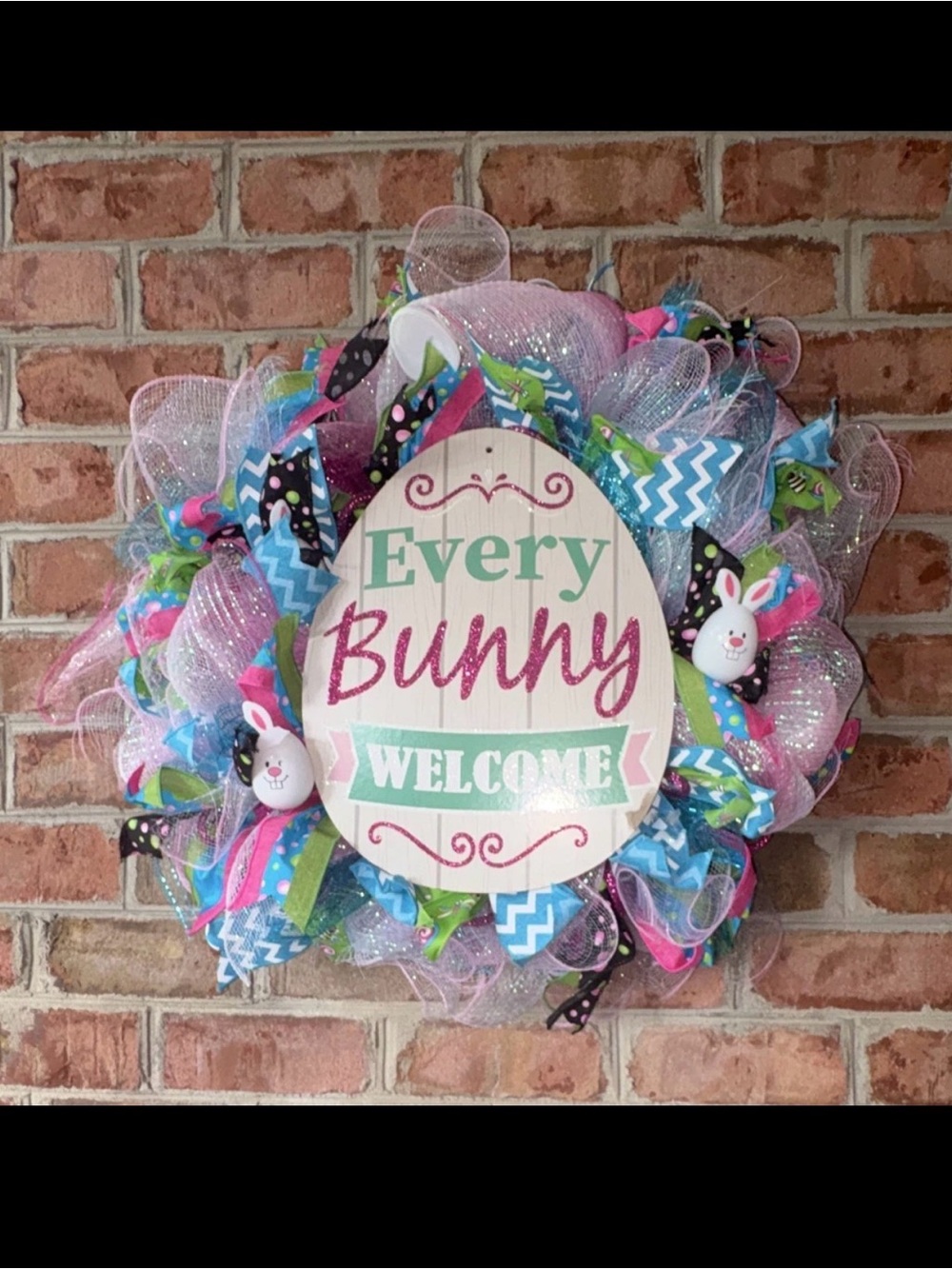 Every Bunny Welcome Easter Wreath - Pastel Pink, Blue, Green